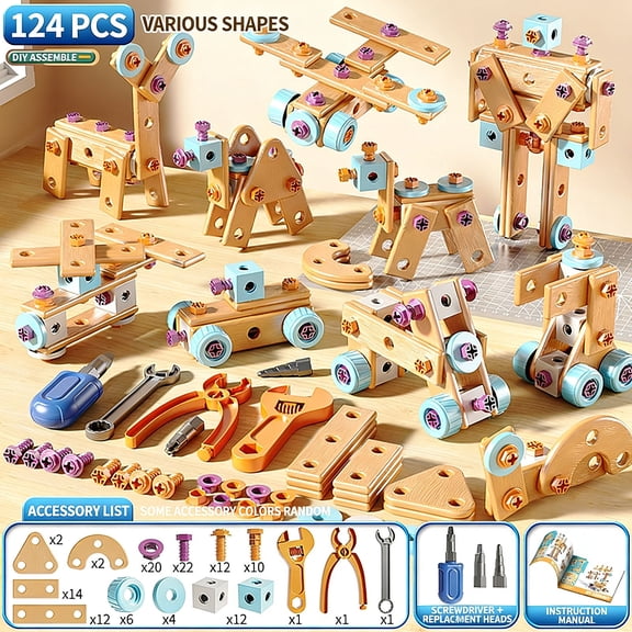 126Pcs Kids Tool Set Toy Repair Toolbox with Electric Drill, Simulation Screwdriver Building Kit for Boys Girls, STEM Pretend Play Educational Gift