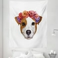 thumbnail image 1 of Jack Russell Tapestry, Colorful Design with Blossoming Floral Wreath Dog Puppy Portrait Watercolor, Fabric Wall Hanging Decor for Bedroom Living Room Dorm, 5 Sizes, Multicolor, by Ambesonne, 1 of 1