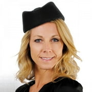 Stewardess Wool Pillbox Hat - ONE SIZE FITS MOST - Black