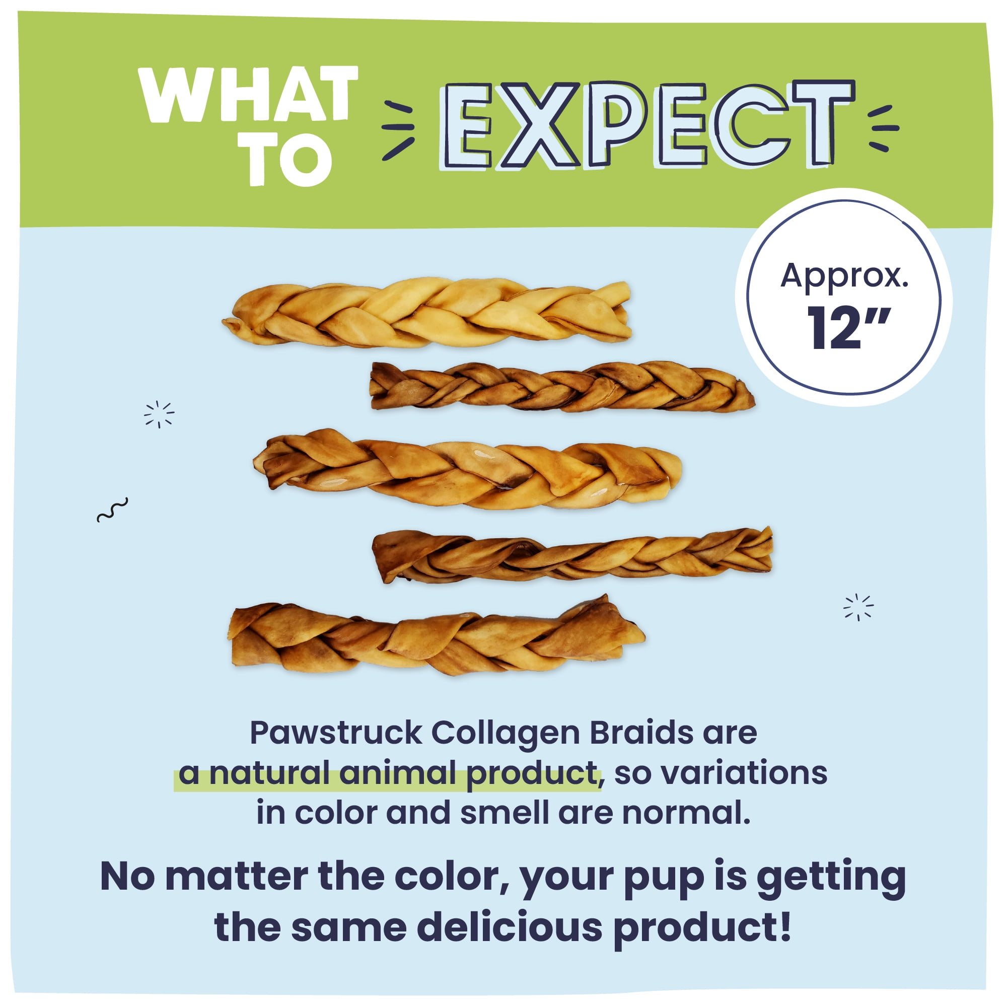 (4 pack) Pawstruck Natural Large Braided Beef Collagen Sticks, Single Ingredient Chew for Dogs, 2pk