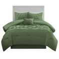 thumbnail image 4 of 5 Piece New Half Pinch Pleated Pattern Comforter Set, 800 TC, 100% Egyptian Cotton, Super King Size Moss Solid, 4 of 6