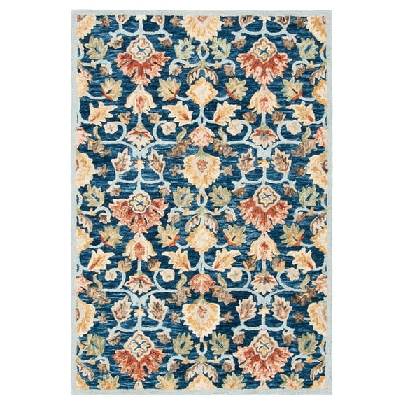 SAFAVIEH Metro Isolde Floral Area Rug, Blue/Orange, 4' x 6'