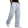 thumbnail image 3 of Havenx Sweatpants for Men Straight Wide Leg Drawstring Sweat Pants with Pockets Elastic Waist Open Bottom Sweatpant Athletic Comfy Y2k Fall Winter Loose Fit Trousers,Light Gray 3XL, 3 of 7