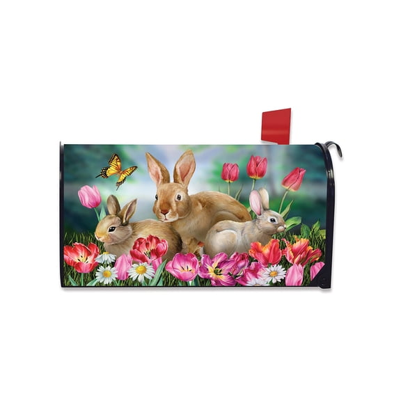 Briarwood Lane Spring Mailbox Cover  - Standard Size - Bunny Family For Spring Mailbox Cover