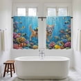 thumbnail image 4 of Ocean Diving Cat Kitchen Curtains 45 Inch Length, Coastal Coral Fish Marine Life Tiers Curtains for Bathroom Bedroom Cafe, Light Filtering Small Window Treatment Short Drapes 2 Panels 42"Wx45"L, 4 of 8