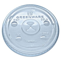 Fabri-Kal Greenware Cold Drink Lids Fits 16-18 24 oz Cups X-Slot Clear 1000/Carton LGC1624