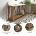 thumbnail image 6 of BizChair Farmhouse 2-Tier Console Accent Table - Warm Oak Finish Engineered Wood Frame - Marble Finish Tabletop - For Entryway or Living Room, 6 of 12