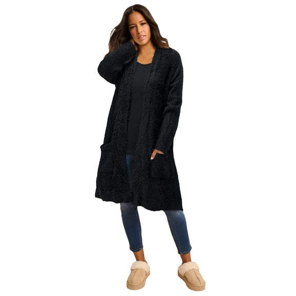 Roaman's Women's Plus Size Eyelash Cardigan