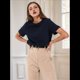thumbnail image 5 of Camisetas de Corta Extragrandes para Mujer, Cuello Redondo, Holgadas, para Hacer Ejercicio, Informales, de Verano, de Algodón Tibetano, Talla XXL, 5 of 8