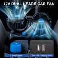 thumbnail image 4 of Ventilador de coche XOOL de 12 V, 360 grados, giratorio de doble cabezal con 2 USB, 4 of 9