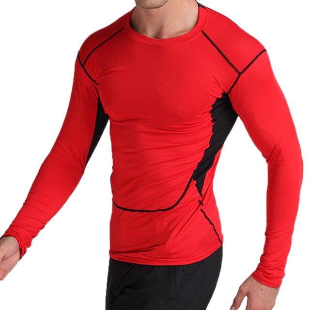 Ropa deportiva para hombre Camisas ajustadas para la piel Capa base debajo de manga larga Camisetas elásticas altas para gimnasio Fitness Correr Corre XXXL Baoblaze Camisetas