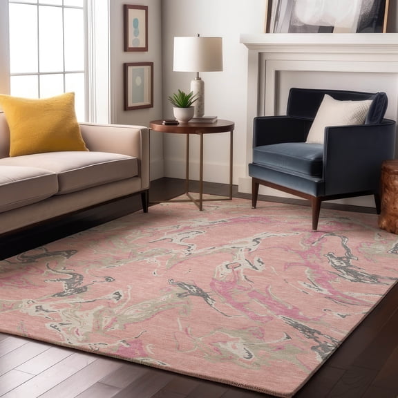 Addison Rugs Mayfield Premium Machine Washable Transitional Abstract Pink Rectangle Rug, 10' x 14'