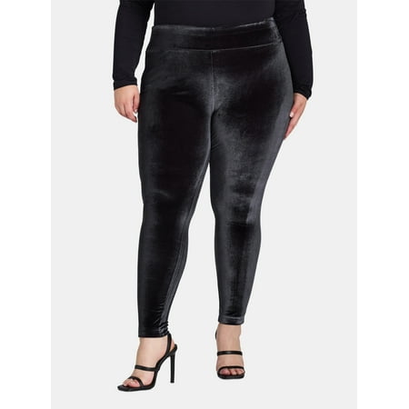 Terra & Sky Women's Plus Velvet Leggings, Sizes 0X-5X, 1-Pack and 2-Pack