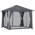 thumbnail image 2 of Outsunny 10' x 10' Patio Gazebo Tent, Canopy with Sidewalls & Mesh, Gray, 2 of 9