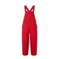 thumbnail image 6 of Jewelreauty Women's Overalls Jumpsuits with Pockets Sleeveless Cargo Bibs Linen Loose Summer Casual Long Rompers (2XL, Red), 6 of 7