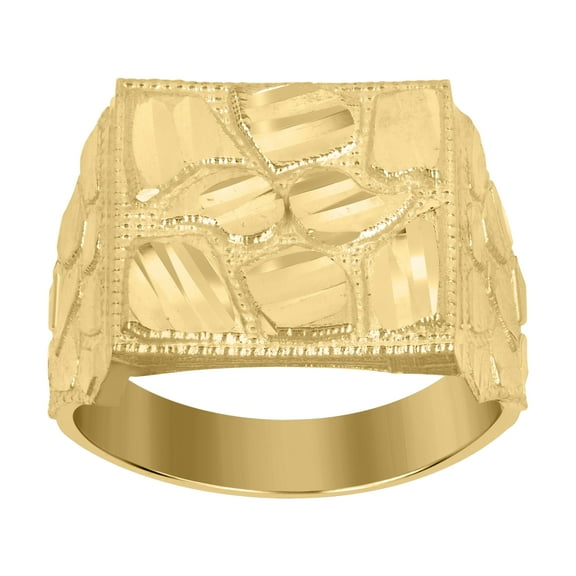 10k Yellow Gold Mens Square Head Nugget Ring