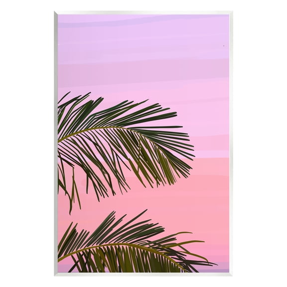 Stupell Industries Pink & Purple Sunset Palm Leaves Coastal Painting Unframed Art Print Wall Art