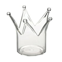 Toyvian 1pc Creative Crown Shaped Candlestick Glass Holder for Home Decoration