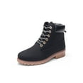 thumbnail image 6 of SIMANLAN Women Classic Biker Ankle Booties Leather Lace Up Vintage Chunky Heel Shoes, 6 of 7