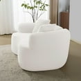 thumbnail image 4 of Living Room Sofas 66.93 Inch Curved Loveseat White Full Compression Sponge Sofa, Teddy Velvet Fabric, No-Assembly Compact Sofa for Small Spaces & Apartments, 350 lbs Capacity,Comfortable Sofas, 4 of 21