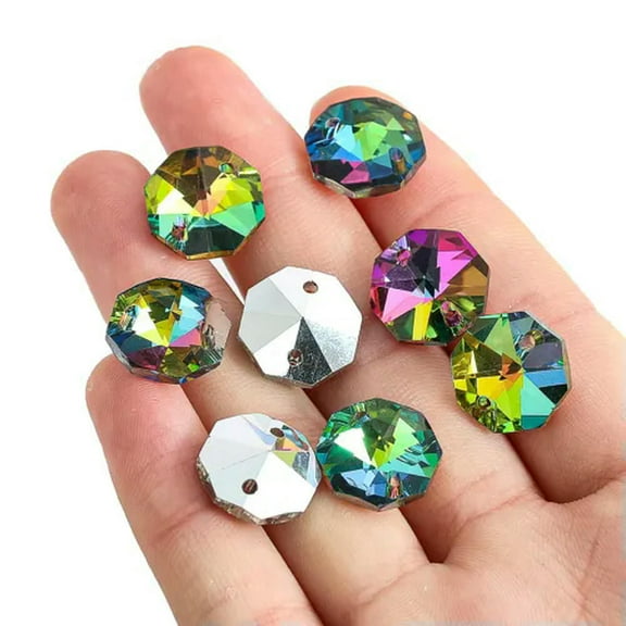 GKNET 50PC/100PC Colorful Octagonal Beads Prism Crystal Suncatcher Chandelier Pendant-50PC