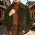 thumbnail image 2 of GUACER Womens Zip Up Short Jackets Fashion Suede Collared Long Sleeve Tops Vintage Fall Winter Casual Crop Coat, 2 of 8
