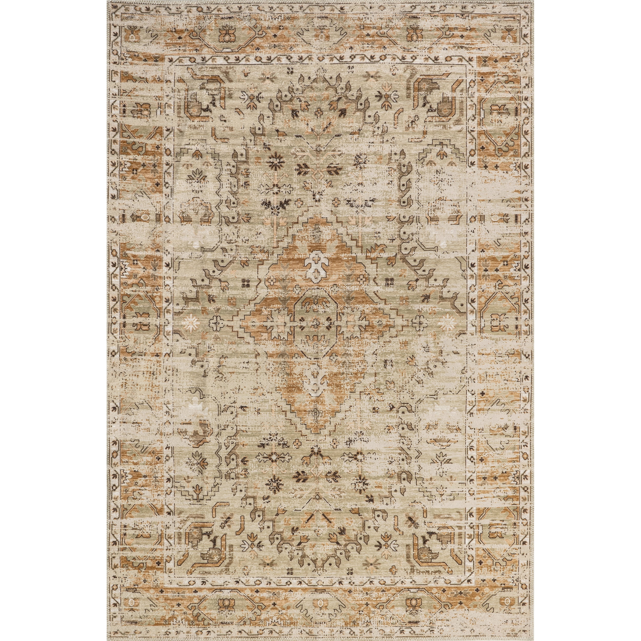 nuLOOM Aada Persian Machine Washable Area Rug, 4' x 6', Beige