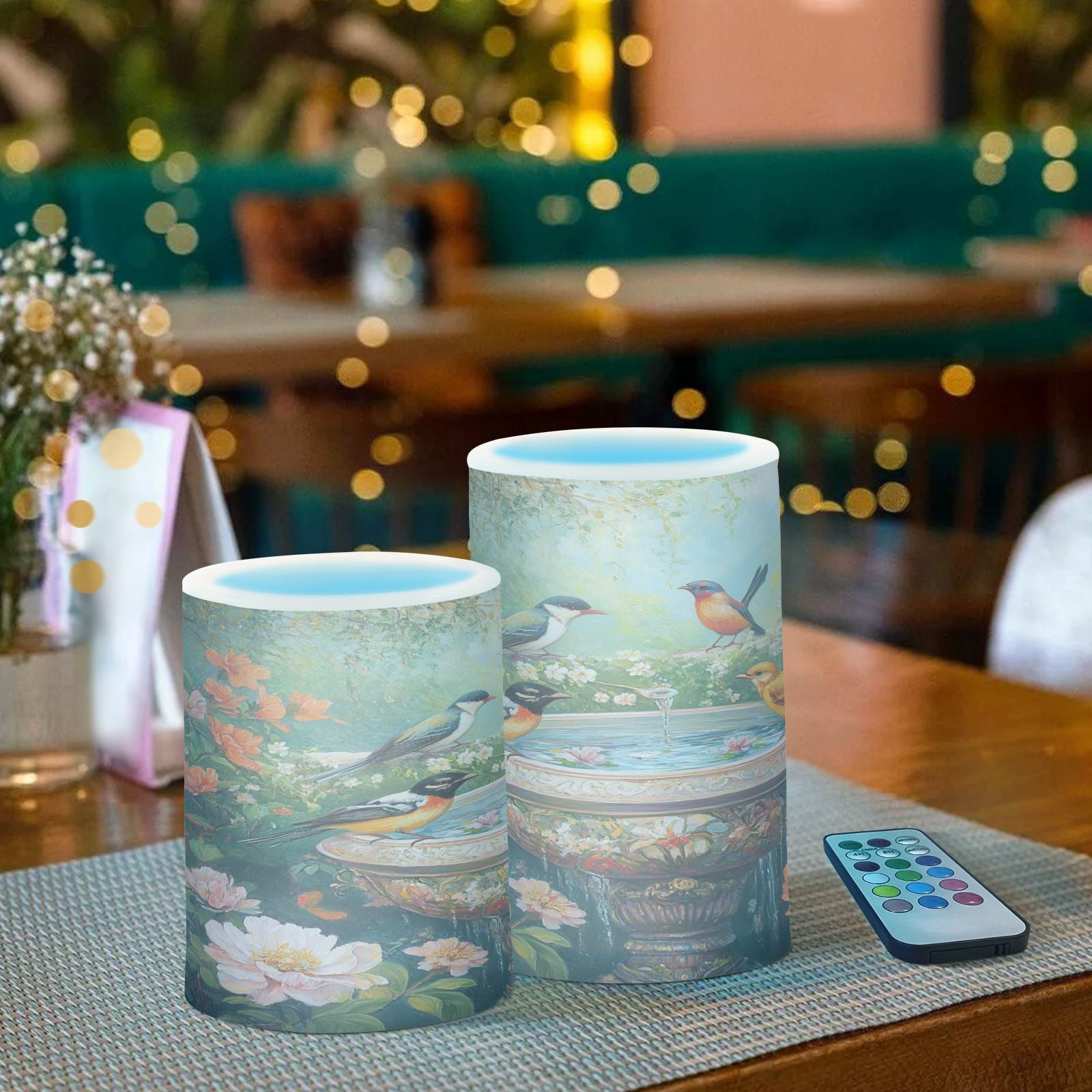 BZSMCE Flameless Candles LED Lights Plainting Of Colorful Birds Creativity Battery Candles
