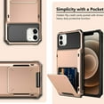 thumbnail image 6 of Compatible with iPhone 12 Case 5G Wallet 4-Card Slot Credit Card Holder Flip Hidden Pocket Dual Layer Protective Back Cover Compatible with iPhone 12 5G 6.1inch Rose Gold, 6 of 12