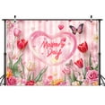 thumbnail image 3 of 10 x 8 ft Happy Mother's Day Backdrops Pink Stripe Tulip Flower Thanks Mother Party Photography Background Happy Mothers Day Decorations Banners Birthday Party Background, 3 of 5