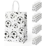 XD4-16pc Soccer Party Favor Bags, Football Themed Party Supplies with Handles, Treat Candy Gift Bags for Kids Adults (White)*04