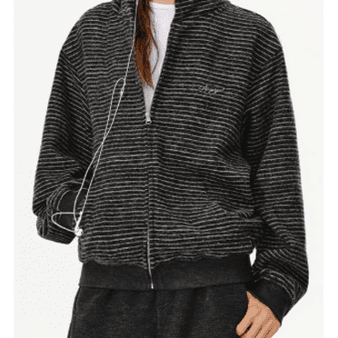 Striped Hooded Zipper Jacket Men's Niche Design Sense Casual Loose American Cardigan Sweatshirt