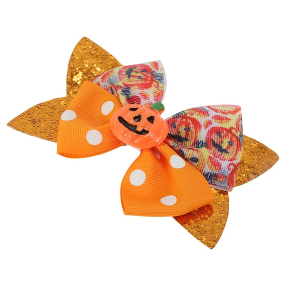 Unique Bargains 1 Pc Duckbill Clip Halloween Sequins Pumpkin Hair Clip for Women Orange