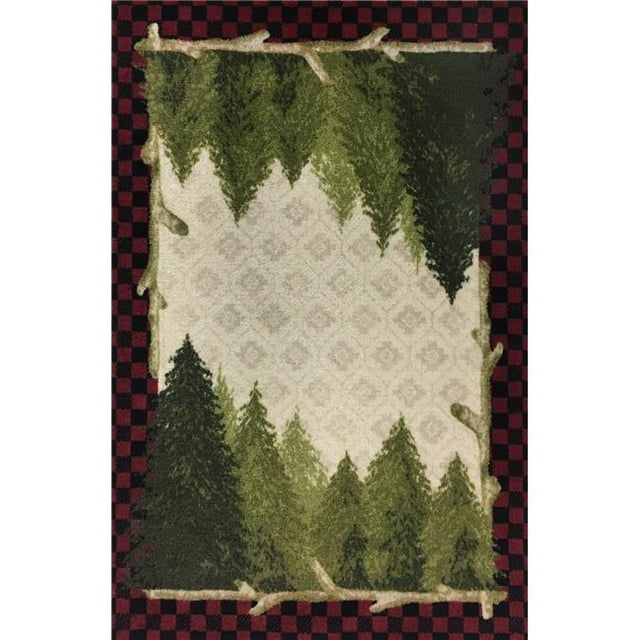 30 x 46 in. Cozy Cabin Pine Plaid Printed Nylon Kitchen Mat & Rug