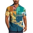 thumbnail image 2 of Sales Today Clearance! Men Casual Fashion Turndown Collar Printing Short Sleeve Button Shirt Blouse Deals of The Day Clearance!, 2 of 6