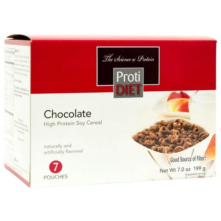 ProtiDiet Cereal - Chocolate Soy - 7/Box - High Protein 15g - Low Calorie - High Fiber (Best Low Calorie Cereal)