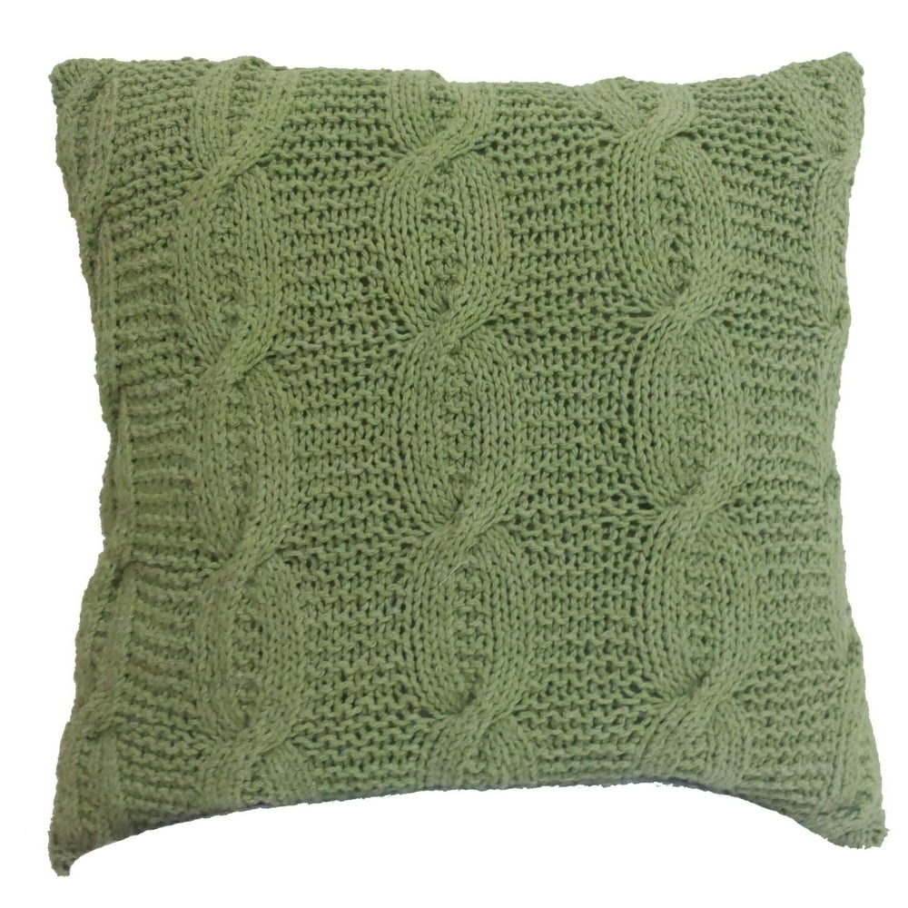 18" Olive Green Contemporary Cable Knit Square Throw Pillow Walmart