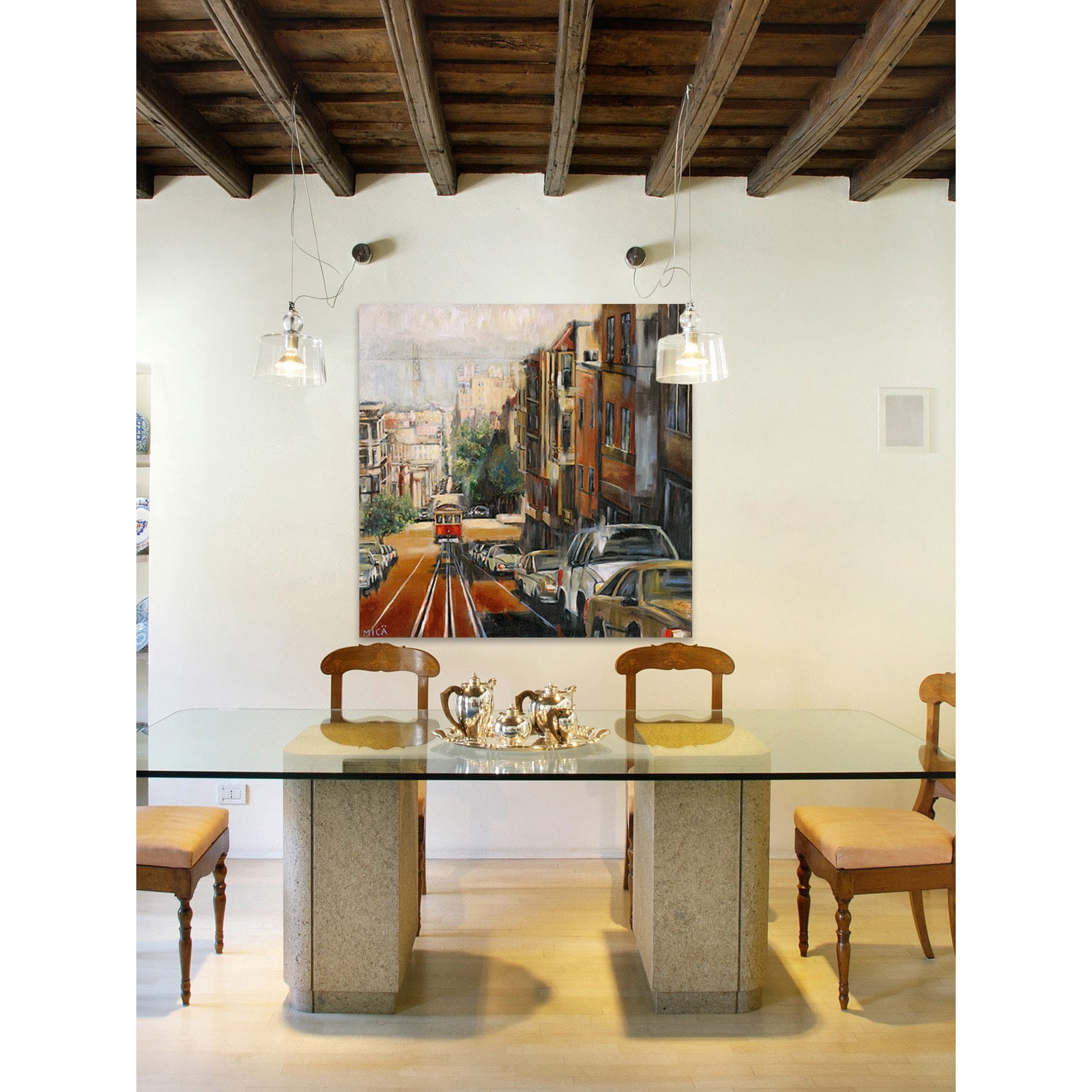 "Quiet Dawn in San Francisco" Painting Print on Wrapped Canvas