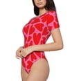 thumbnail image 2 of Haiem Love Heart Women's Crew Neck Short Sleeve Bodysuit Tops Stretchy Slim Basic-XX-Large, 2 of 9