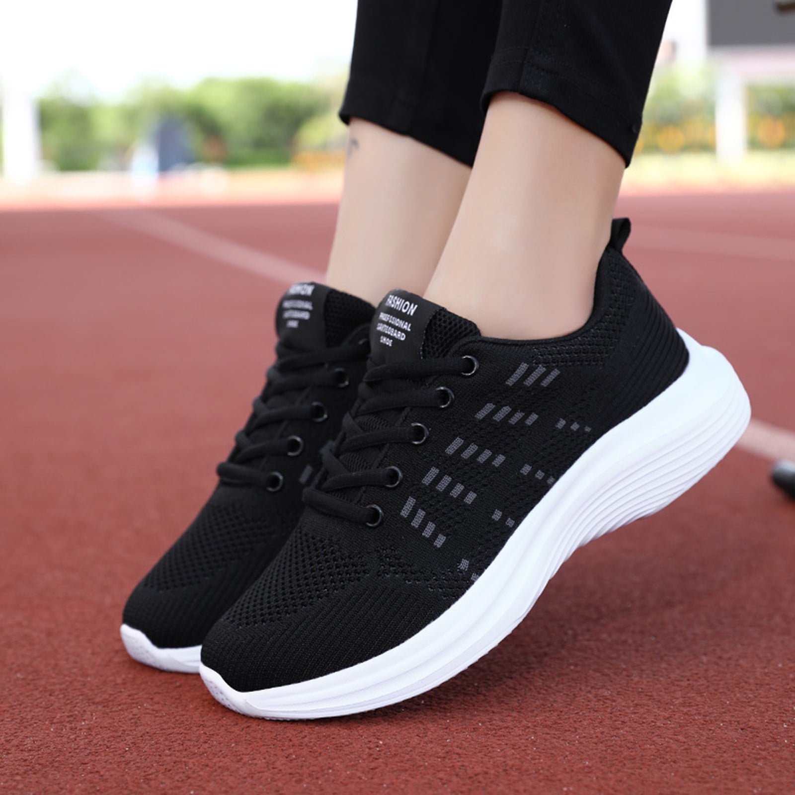Paguaki Eczipvz Non Slip Shoes For Women Women s Casual Walking Shoes Mesh Tennis Work Memory Foam Running Sneakers Black 9