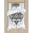 thumbnail image 1 of Henna Duvet Cover Set Twin Size, Ethnic Zentengle Tattoo Style Ornamental Lotus Flower Japanese Culture Inspired Art, Decorative 2 Piece Bedding Set with 1 Pillow Sham, Black White, by Ambesonne, 1 of 3