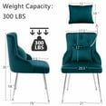 thumbnail image 4 of Foredo Velvet Dining Chairs, Modern Upholstered Dining Chairs with Pillow and Metal Legs, Tufted Side Chairs for Living Dining Room, Teal, 4 of 9