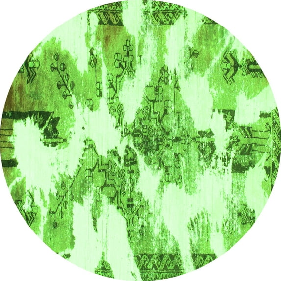 Ahgly Company Indoor Round Abstract Green Modern Area Rugs, 4' Round