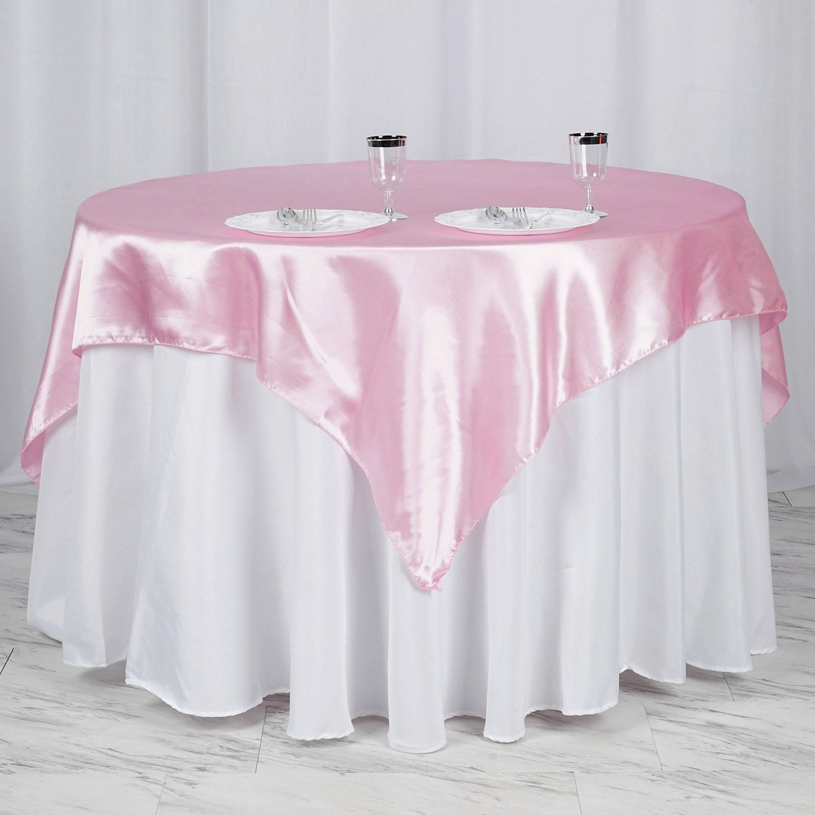 Efavormart 60" SATIN Square Tablecloth Overlay For Wedding Catering