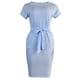 thumbnail image 4 of Vestido suelto con estampado de rayas de manga corta con cuello redondo informal para mujer Pompotops  ghjkhdj10814, 4 of 7