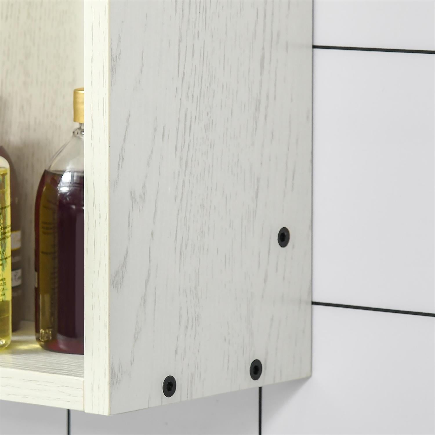 Demi Bonn 25" Bathroom Storage Mirror Cabinet, Wall Mounted, Over Toilet Design for Living Room & Laundry Room Use, White