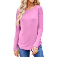 thumbnail image 2 of Basic T Shirts for Women Women's Fashion Solid Color Round Neck Long Sleeve T-shirt Casual Autumn Tops, 2 of 7