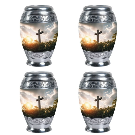 Christ Cross Urn - Cremation Urn Human Ashes - Cremation Memorial - Funeral Urns For Human Ashes Adult - Decorative Urns For Human Ashes - Urns For Human Ashes Adult Male Dad (Size 3inch,4pcs)