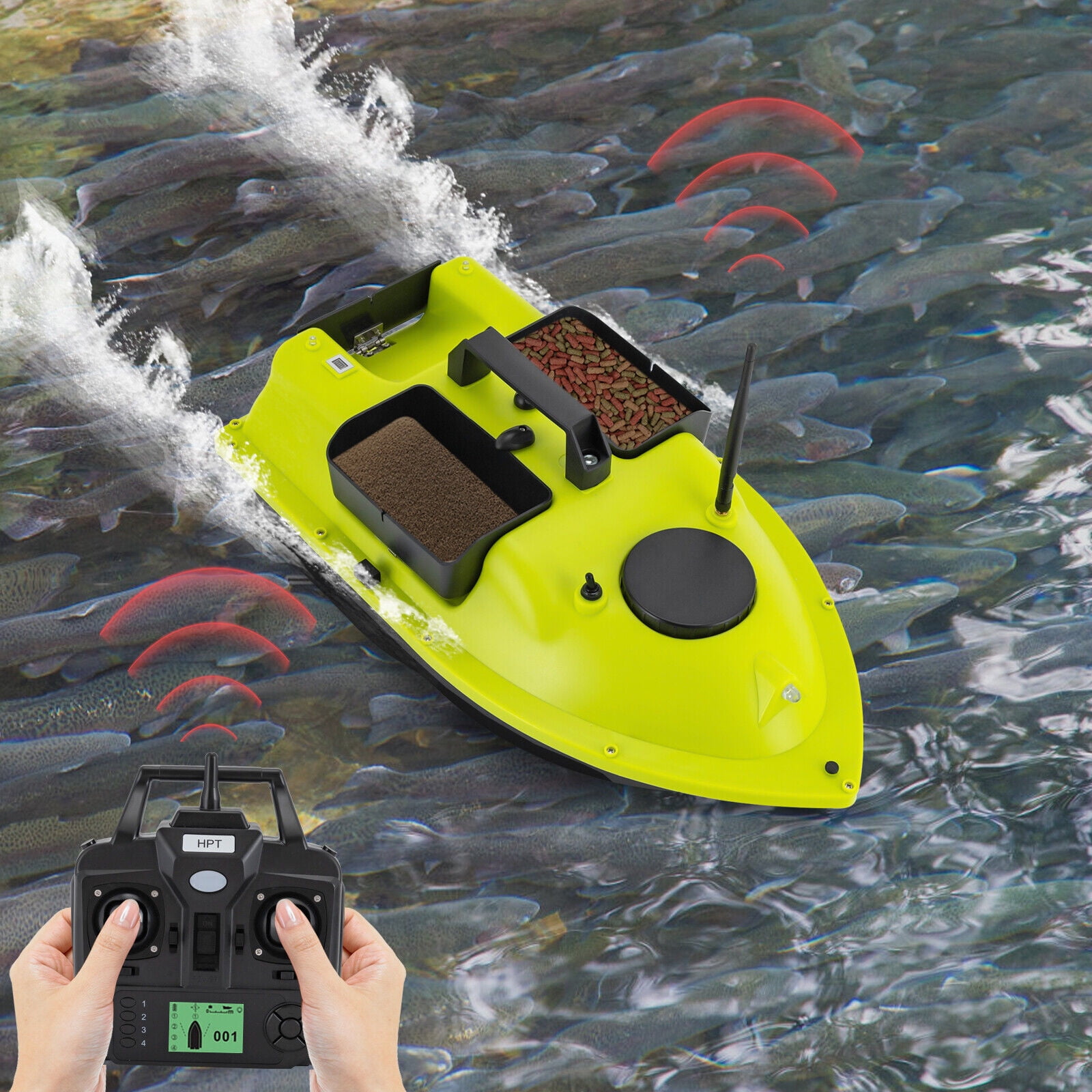 Miumaeov RC Fishing Boat Surf Fishing Battery Powered Fishing Bait Boat+Remote Control