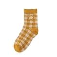 thumbnail image 2 of LJEFF Women's Cute Crew Socks, Check Floral Pattern Spring and Fall Cotton Casual Socks Beige, 2 of 5
